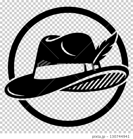 hat with feather icon, outline style 130744941