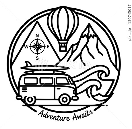 vintage car with symbols 130745017