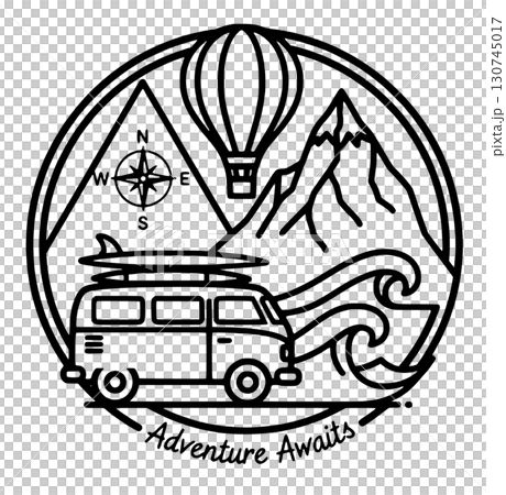 vintage car with symbols 130745017