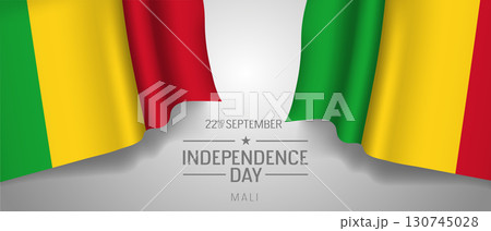 Mali happy independence day greeting card, banner with template text vector illustration 130745028