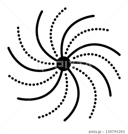 Spiral, clockwise rotation. Recycling, cyclicality, natural phenomena. Black line vector icon. Outline monochrome sign Spiral, clockwise rotation. Recycling, cyclicality, natural phenomena. Black line vector icon. Outline monochrome sign 130745263