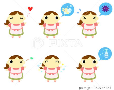 主婦のアイコンセット　手洗い 130746221