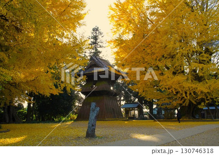 西蓮寺の秋(7)夕方の鐘楼と黄葉に包まれた境内の奥行き 西蓮寺の秋(7)夕方の鐘楼と黄葉に包まれた境内の奥行き 130746318