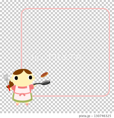 A woman in an apron cooking with a frame A woman in an apron cooking with a frame 130746325