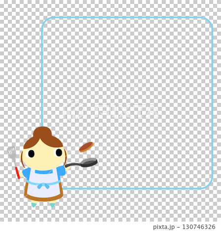 A woman in an apron cooking with a frame 130746326