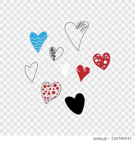 Family Day Valentine's Day Vector seamless background with various hearts. Design for wallpapers, postcards, and fabrics 130746547