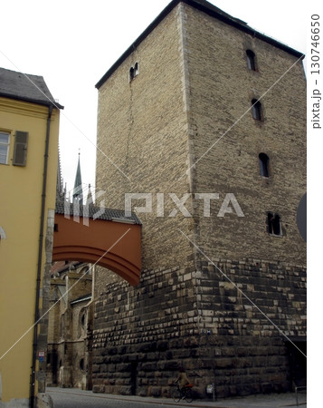 Ancient Roman Tower Standing Tall in Regensburg, Germany Showcasing Rich Historical Architecture 130746650