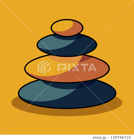 Pebble stack image. Cartoon vector illustration. 130746719