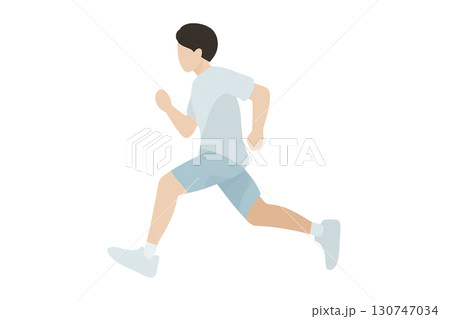 水彩風の男性イラスト　ランニングする姿　スポーツ　PNG切り抜き素材 130747034