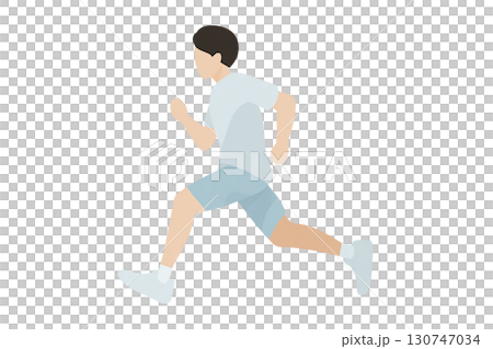 水彩風の男性イラスト　ランニングする姿　スポーツ　PNG切り抜き素材 130747034