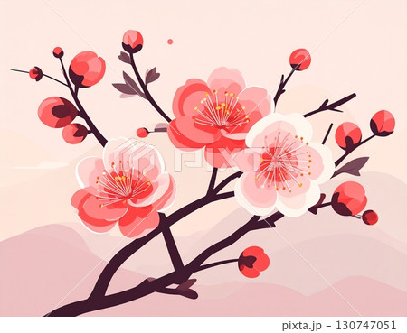 梅の花　シンプルなイラスト  130747051