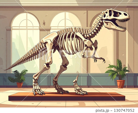 博物館　　恐竜の骨格 130747052