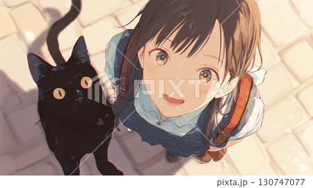 猫と女の子 130747077