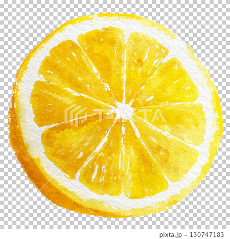 Watercolor lemon slice illustration, fruit material, PNG cutout 130747183
