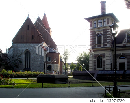 Charming Views of the Church of the Holy Cross and Surrounding Gardens in Krakow, Poland 130747204