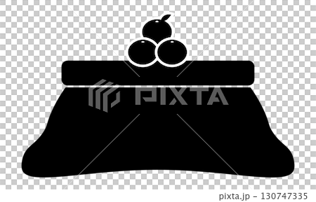 こたつの上にみかんが乗ったシンプルなシルエットイラスト こたつの上にみかんが乗ったシンプルなシルエットイラスト 130747335