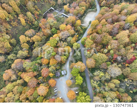 【空撮・照葉峡】 紅葉する森 【空撮・照葉峡】 紅葉する森 130747361