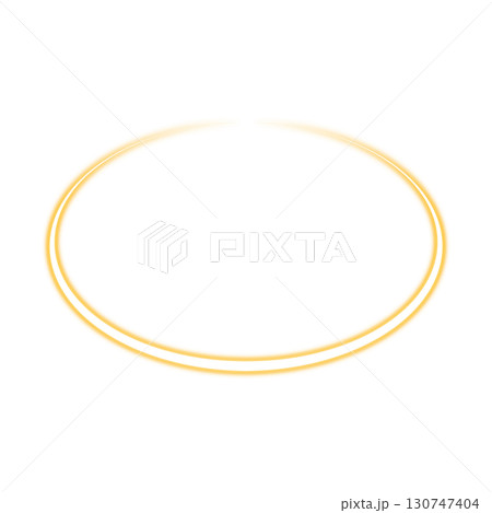 透明背景のオレンジ色の光のリング 130747404