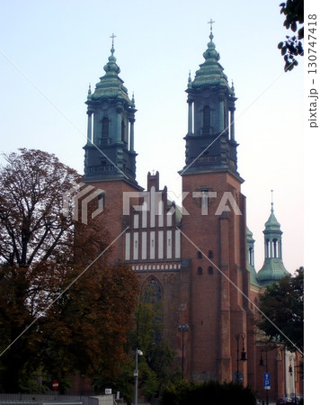 Stunning View of Basilica of Saints Peter and Paul in Poznan, Poland During Twilight 130747418