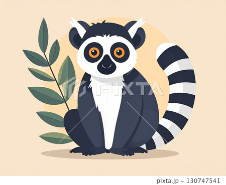 キツネザル　シンプルなイラスト  130747541