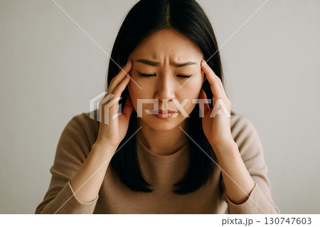 頭痛・ストレスに悩む女性のイメージ 130747603