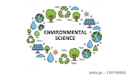 Environmental Science Concept Illustration with Green Icons 130748068