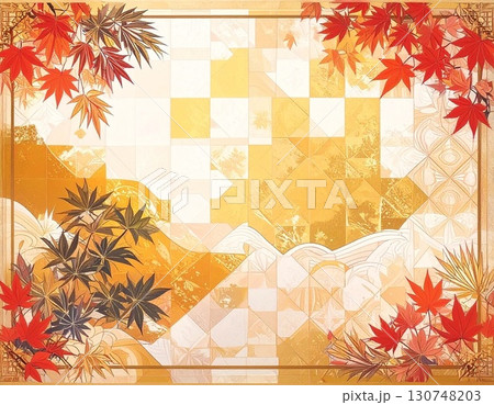 紅葉の秋 和柄背景 イラスト 紅葉の秋 和柄背景 イラスト 130748203