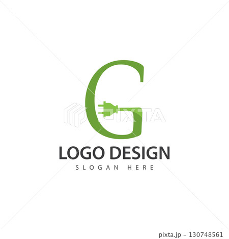 letter electric plug symbol logo vector letter electric plug symbol logo vector 130748561