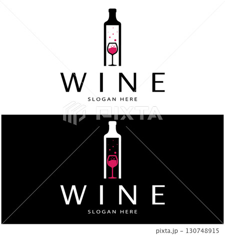 Wine logo design template.vector illustration of icon-vector Wine logo design template.vector illustration of icon-vector 130748915