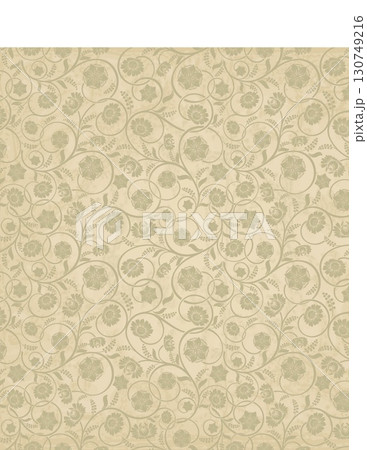elegant beige floral wallpaper with intricate swirling pattern for interior decor 130749216