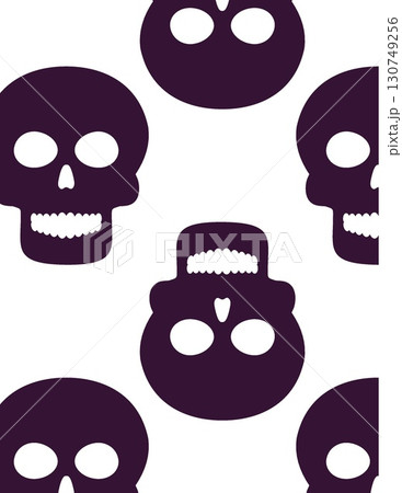 stylized black skull icons art with white background minimalist design 130749256