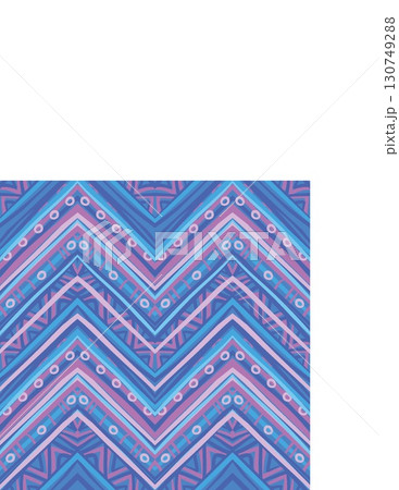 geometric pattern with chevron zigzag lines and circular details in shades of blue and purple 130749288
