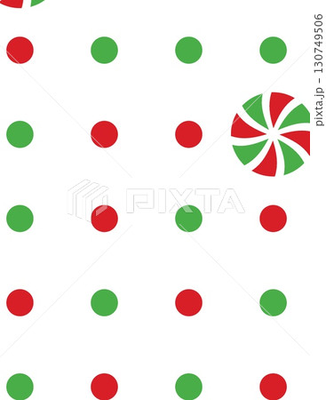 festive holiday-themed peppermint and jingle bell pattern with green and red dots 130749506