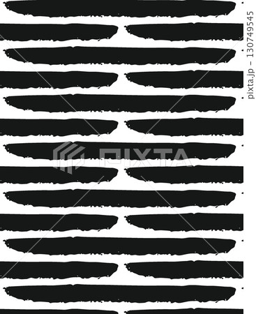 black and white horizontal abstract stripe pattern with irregular textured lines 130749545