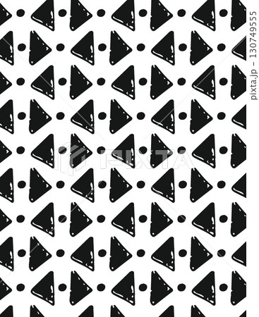 geometric black and white pattern featuring repeated triangle and dot design 130749555