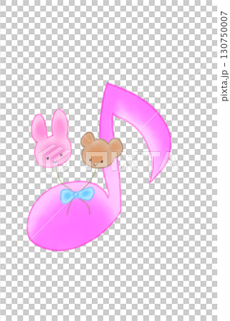 動物柄の風船が付いた音符 130750007