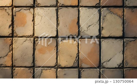 A wall that highlights a diverse assortment of colorful rustic tiles, accentuating a unique and textured design 130750064