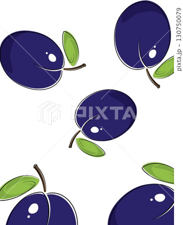 illustration of blueberries with leaves and simple design for healthy fruit concept 130750079