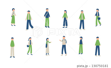 秋を過ごす人々のイラストセット 秋を過ごす人々のイラストセット 130750181