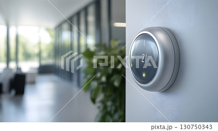 Smart Home Thermostat Controlling Room Temperature 130750343
