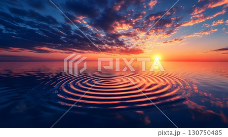 Ripples in water at scenic sunset Ripples in water at scenic sunset 130750485