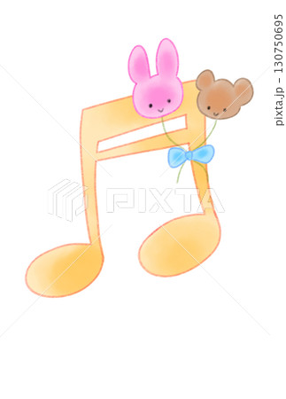 動物柄の風船が付いた音符 130750695