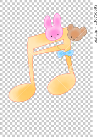 動物柄の風船が付いた音符 130750695