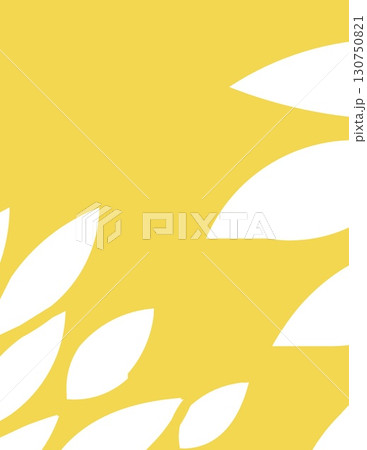 abstract minimalist yellow background with white leaf-like shapes in a modern design 130750821