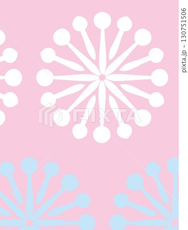 abstract floral pattern with circular motifs on pink background for design 130751506