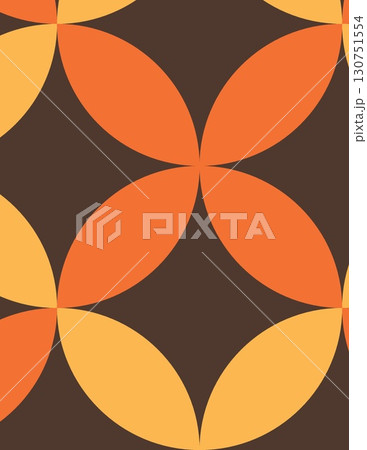 geometric floral pattern with large petal shapes and contrasting colors in brown orange and beige 130751554