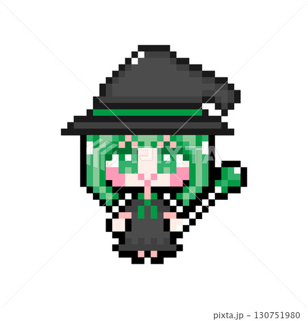 ドット絵キャラクター 魔女仮装するショートヘアの女の子 01 (5) 130751980