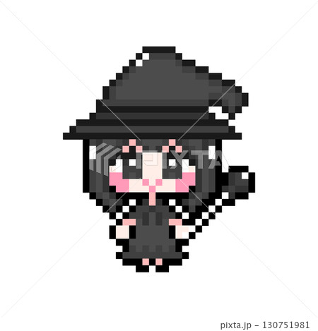 ドット絵キャラクター 魔女仮装するショートヘアの女の子 01 (6) 130751981