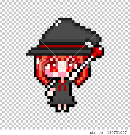 ドット絵キャラクター 魔女仮装するショートヘアの女の子 03 (4) 130751997