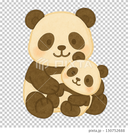 【動物】パンダの親子のイラスト 130752688
